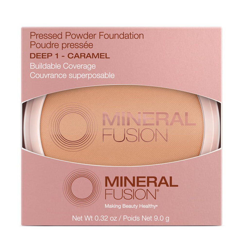 Mineral Fusion Pressed Powder Foundation, Deep 1 Caramel, 0.32 Oz